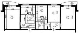 План однокомнатной и двухкомнатной квартиры серии П-44 до перепланировки