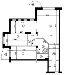 План трехкомнатной квартиры П-55 до перепланировки