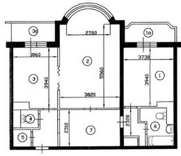 План двухкомнатной квартиры серии И-155 до перепланировки