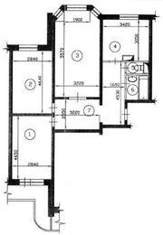 План трехкомнатной квартиры серии П-3М до перепланировки